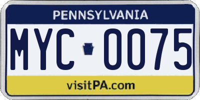 PA license plate MYC0075