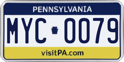 PA license plate MYC0079