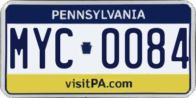 PA license plate MYC0084