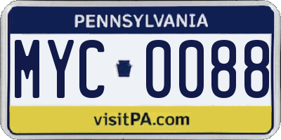 PA license plate MYC0088