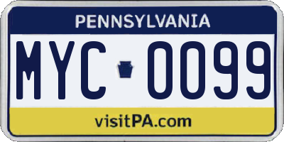 PA license plate MYC0099