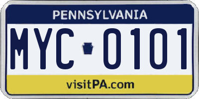 PA license plate MYC0101