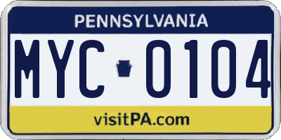 PA license plate MYC0104