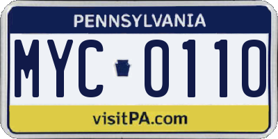 PA license plate MYC0110