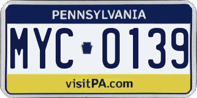 PA license plate MYC0139