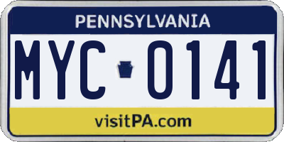 PA license plate MYC0141