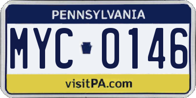 PA license plate MYC0146