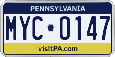 PA license plate MYC0147