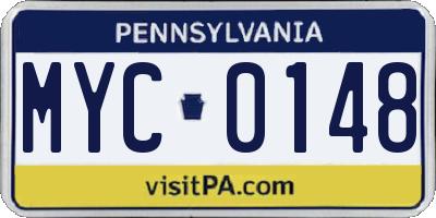 PA license plate MYC0148