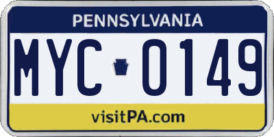 PA license plate MYC0149