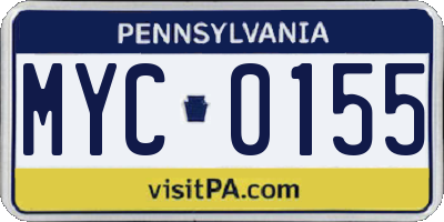 PA license plate MYC0155