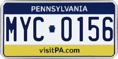 PA license plate MYC0156