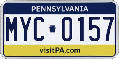 PA license plate MYC0157