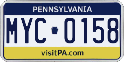PA license plate MYC0158