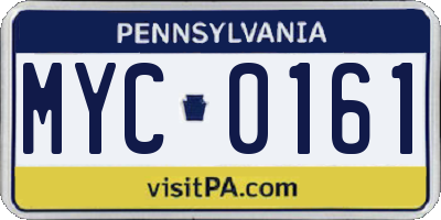 PA license plate MYC0161