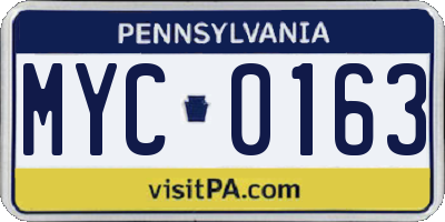 PA license plate MYC0163