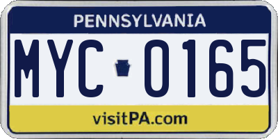 PA license plate MYC0165
