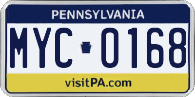 PA license plate MYC0168