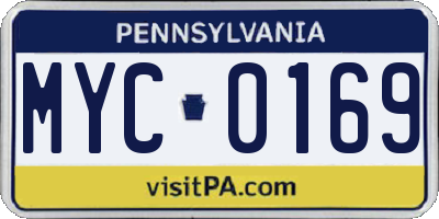 PA license plate MYC0169