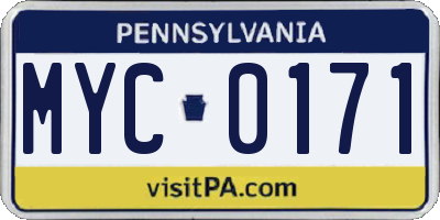 PA license plate MYC0171