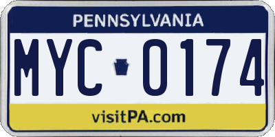 PA license plate MYC0174