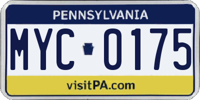 PA license plate MYC0175