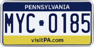 PA license plate MYC0185