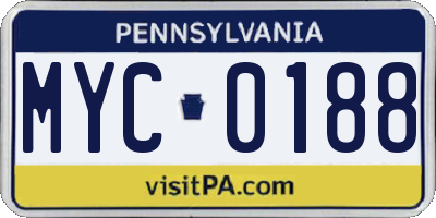 PA license plate MYC0188