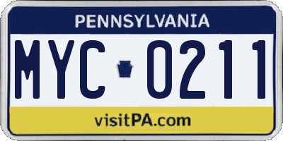 PA license plate MYC0211