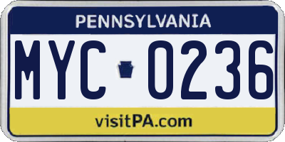 PA license plate MYC0236