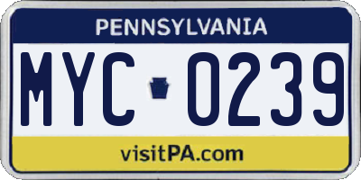 PA license plate MYC0239