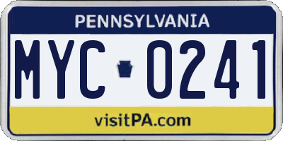 PA license plate MYC0241
