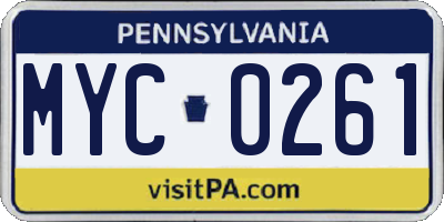 PA license plate MYC0261