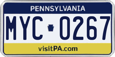 PA license plate MYC0267