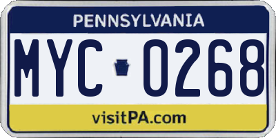PA license plate MYC0268