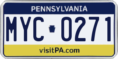 PA license plate MYC0271