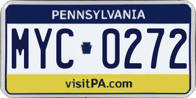 PA license plate MYC0272
