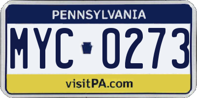 PA license plate MYC0273
