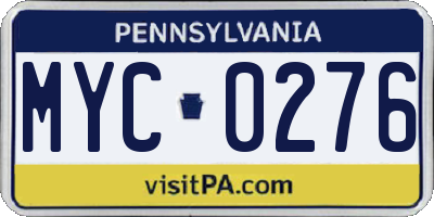 PA license plate MYC0276