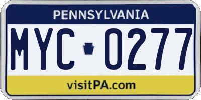 PA license plate MYC0277