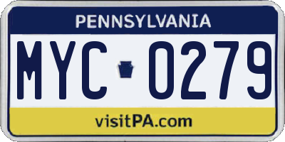 PA license plate MYC0279