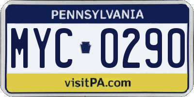 PA license plate MYC0290