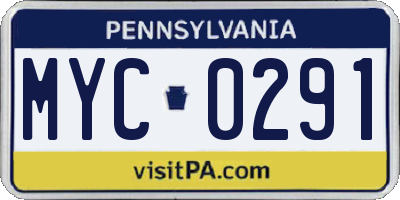 PA license plate MYC0291