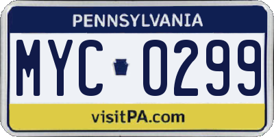 PA license plate MYC0299