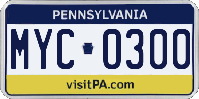 PA license plate MYC0300