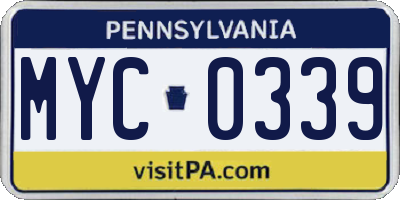 PA license plate MYC0339