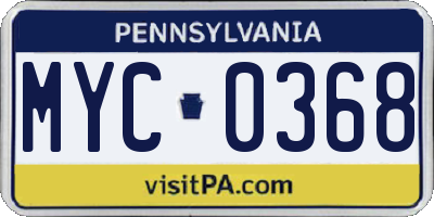 PA license plate MYC0368