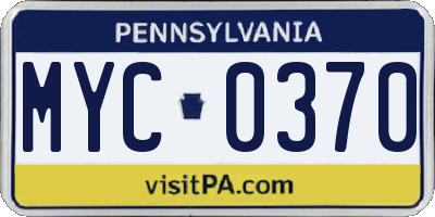 PA license plate MYC0370