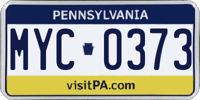 PA license plate MYC0373