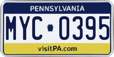 PA license plate MYC0395